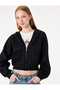 Women Black Glitter Hooded Long Sleeves Hoodie - 2
