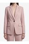 Women Pink Plain Notch Lapel Collar Long Sleeves Blazer - 5