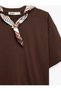 Women Brown Plain Round Neck Short Sleeves T-Shirt - 4