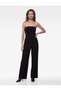 Women Black Plain Strapless Sleeveless Jumpsuit