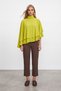 Women's Pistachio Green Turtleneck Soft Textured Poncho Look Stylish Blouse Alc-X14645 - 5