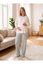 New Season Ecru Mint Winter Special Design Long Sleeve Maternity Pajama Set with Hidden Breastfeeding Detail - 8