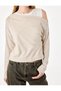 Women Beige Plain Asymmetric Neck Long Sleeves Top - 5