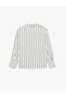 Women White Striped Collared Long Sleeves Shirt - 5
