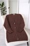 Women's Thessaloniki and Hair Braid Patterned Buttoned Long Knitwear Cardigan 90 cm