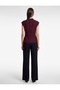 Women Burgundy Plain Cowl Neck Sleeveless Top - 4