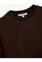 Women Brown Plain Crew Neck Long Sleeves Top - 5