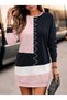 Women's long sleeve crew neck multicolor modal tunic dress - 2