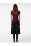 Women Burgundy Plain Boat Neck Short Sleeves T-Shirt - 3
