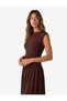 Brown Plain Women Dress - 2