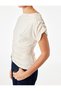 Women White Plain Boat Neck Short Sleeves Top - 5
