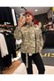 Women's Camouflage Patterned Stone Embroidered Denim Jacket - 4