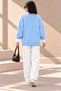 Women's Baby Blue Sweater, V-Neck Sweater, Oversized Knit Sweater - 7