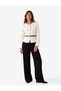 Women White Textured Round Neck Long Sleeves Jacket