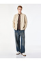 Men Beige Plain Collared Long Sleeves Sweatshirt