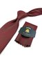 Classic Tie with Burgundy Line Pattern and Handkerchief Kk14112 - 2