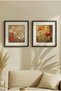 2 Pieces Black Wooden Framed Artistic Red Flowers and Poppy Concept Square Wooden Painting - Home, Business, and Office Decoration Painting - 2