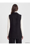 Black Shirt Collar Women's Tweed Classic Vest - 4