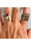 Leopard Pattern Stone Inlaid Ribbed Steel-Brass Ribbed Ring - 3