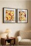 2 Pieces Pvc Framed Black Wooden Frame with Yellow Daisies and Floral Concept Square Wooden Painting - Home, Business and Office Decoration Painting - 3