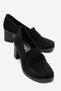 Kellys Black Suede Genuine Leather Women's Heeled Loafer Shoes