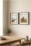 2 Pieces of Pvc Framed Black Wooden Framed Double-Sided Tree and Countryside View Square Wooden Painting in Yellow and Coffee Tones - Home, Business and Office Decoration Painting - 4