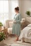 Mama Cotton Striped Nursing Nightgown Set with Robe, Long Sleeve Maternity and Postpartum Nightdress Set with Robe - 2