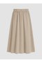 Khaki Elastic Waist Poplin Flared Skirt - 7