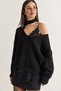 Women's Oversize Knitwear Sweater Satin Lace Blouse Scarf Set 2861 60286653