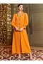 Orange Rhinestone Collared Maxi Dress - 5