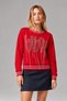 Women's Stone Patterned Red Loose Sweatshirt - 2