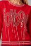 Women's Stone Patterned Red Loose Sweatshirt - 6