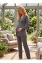 New Season Smoked Buttoned Nursing Pajama Set with Lace Detail Design, Long Sleeves, 100% Cotton Maternity Pajama Set - 4