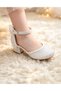 White Bow-Knot Girls' High-Heeled Shoes - 6