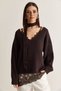Women's Oversize Knitwear Sweater Satin Lace Blouse Scarf Set 2861 60286653 - 2