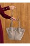Women's Suede Leather Trendy Stylish Hand and Shoulder Bag with Magnet Closure and Lock Detail (Width: 40 cm - Length: 26 cm - Width: 14 cm) - 6