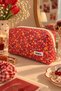 Red Crispy Floral Makeup and Accessory Bag - Travel Organizer - 2