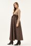 Maternity Winter Cotton Melange Plaid Skirt Dress with Elastic and Belt Detail (Beige-Brown) - 3
