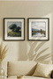 2 Pieces Black Wooden Framed Painted Textured Nature and Lakeside Concept Square Wooden Painting - Home, Business and Office Decoration Painting - 2