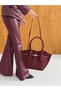 Women's Suede Leather Trendy Stylish Hand and Shoulder Bag with Magnet Closure and Lock Detail (Width: 40 cm - Length: 26 cm - Width: 14 cm) - 6