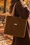 Coffee Mood Brown Teddy Shoulder Bag – Soft Textured Large Daily Bag with Leather Strap - 4