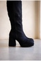 Kairo Black Suede Design Platform Women's Shoes - 3