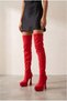 Coraaa Red Suede Platform Design Women's Boots High Heeled Shoes