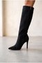 Limbooo Black Suede Design Women's Boots High Heeled Shoes - 3