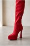 Coraaa Red Suede Platform Design Women's Boots High Heeled Shoes - 3