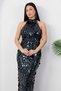 Halter neck large sequin dress evening gown ecr6094 - 2