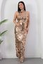 Halter neck large sequin dress evening gown ecr6094