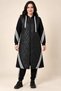 Women's Black Plus Size Hooded Quilted Stripe Detailed Long Vest Hzl28W-Rzb218 - 4