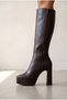 Lunar Brown Skin Platform Design Women's Boots Mid-Heeled Shoes - 3