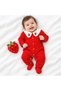 Stylish Baby Romper with Strawberry Print and Collar Detail